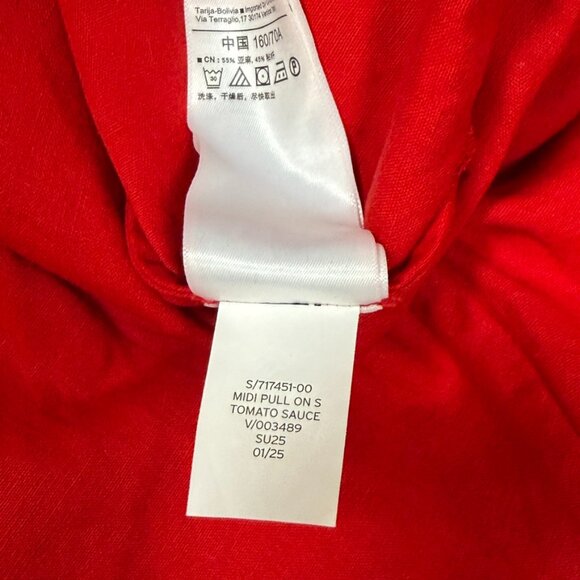 Gap Red Midi Drawstring Linen-Blend Skirt - Picture 8 of 8